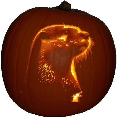 River Otter pumpkin carving stencil