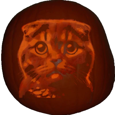 Scottish Fold cat pumpkin carving stencil