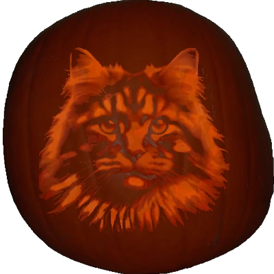 Maine Coon cat pumpkin carving stencil